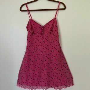 Urban Outfitters Pink Mini Dress with Beautiful Rose Pattern in Medium